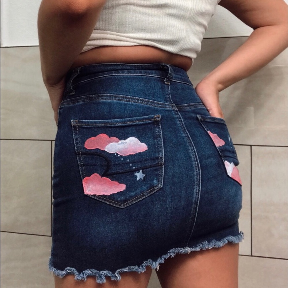 American Eagle Painted Denim Skirt